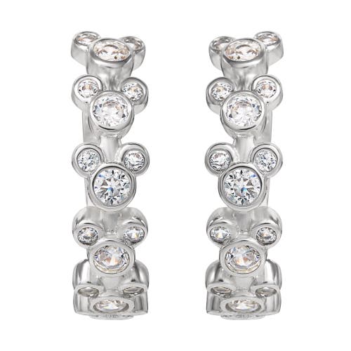 Disney Silver Plated Cubic Zirconia Endless Hoop Earrings In Metallic