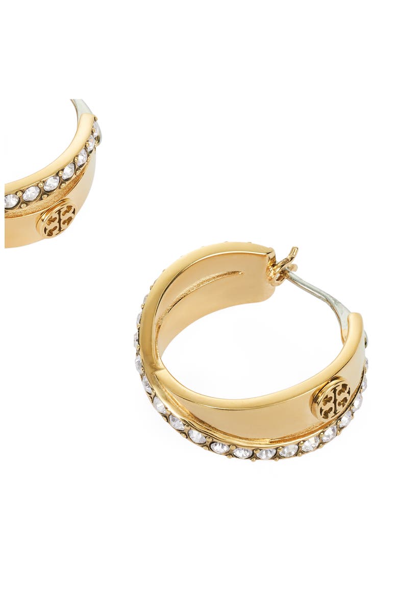 Icon Pavé Double Hoop Earrings, Alternate, color, TORY GOLD / CRYSTAL