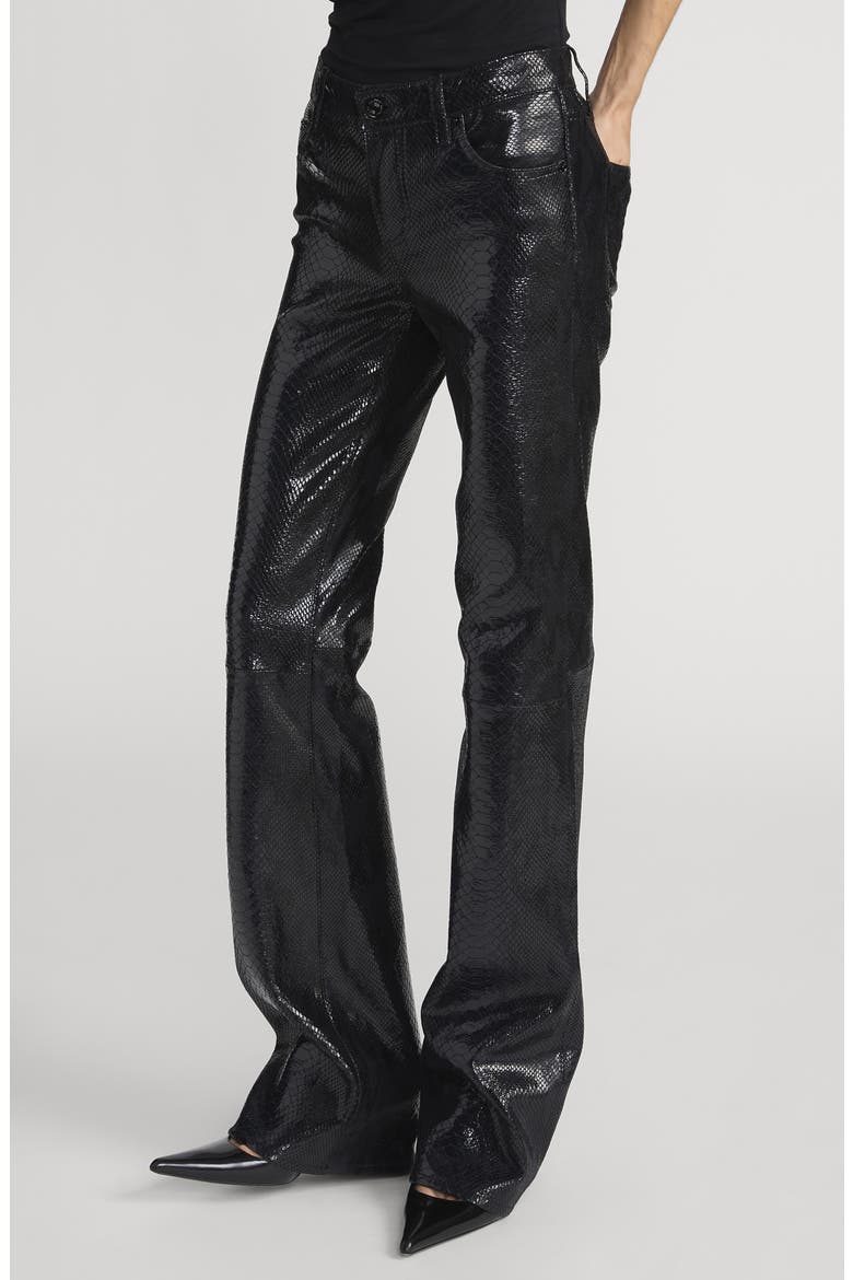 Faux Snakeskin Leather Bootcut Pants, Alternate, color, BLACK SNAKE