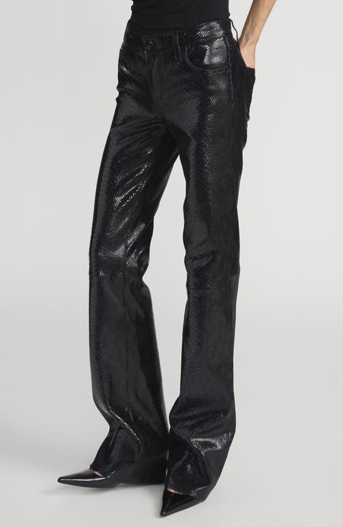 Frame The Leather Rodeo Mid Rise Jeans In Black Snake In Black