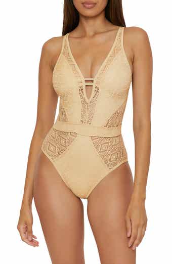 Becca Polished Foil Mesh One-Piece Swimsuit