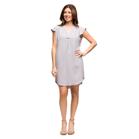 Maternity V-Neck Cap Sleeve Knee Length Pocket Dress