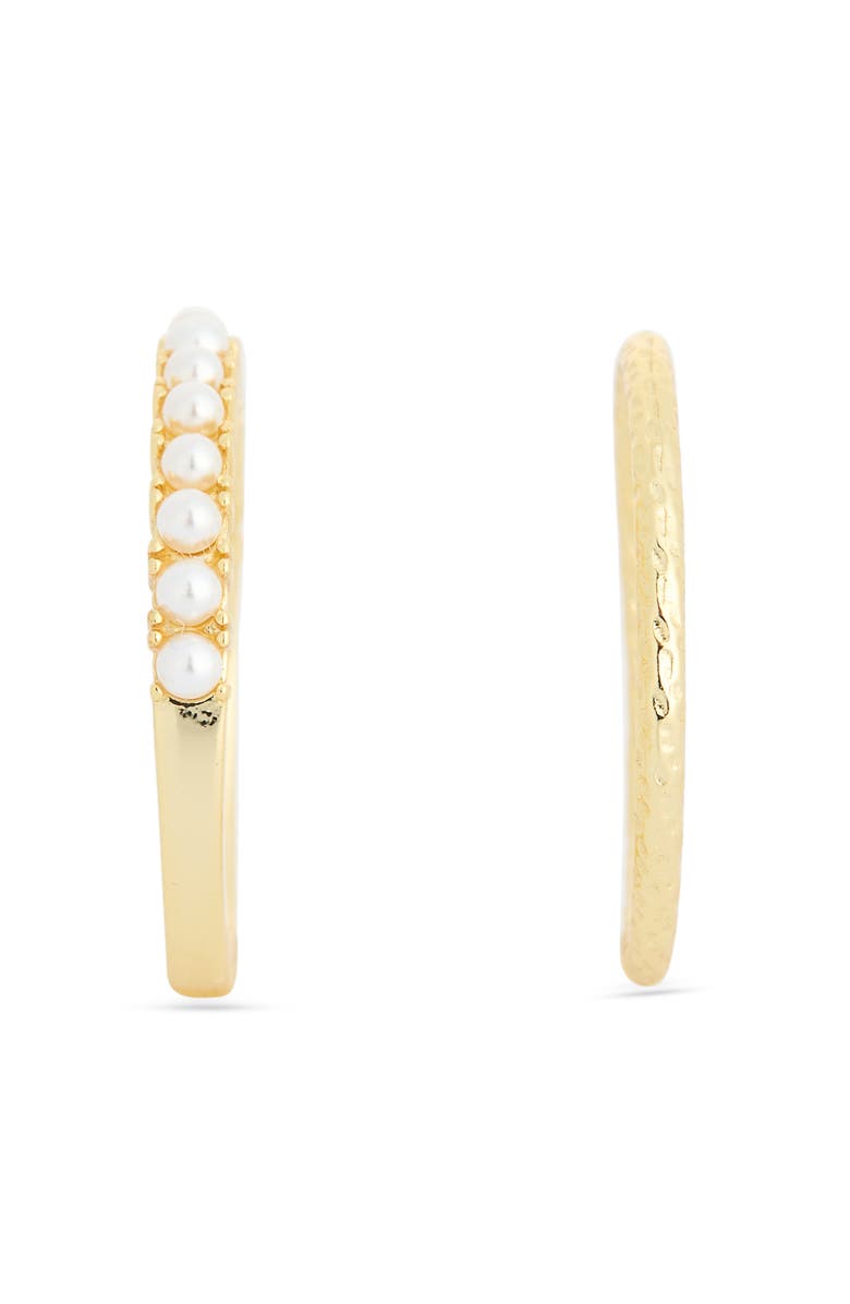 ARGENTO VIVO Set of 2 Faux Pearl Stackable Rings, Alternate, color, Gold