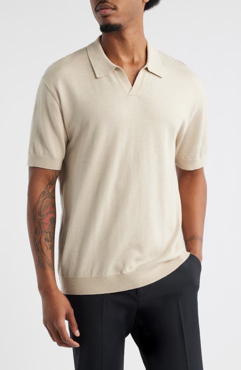  ★Logo open collar polo short sleeve sweater Open Edit Short Sleeve Johnny Collar Polo Sweater | Nordstrom