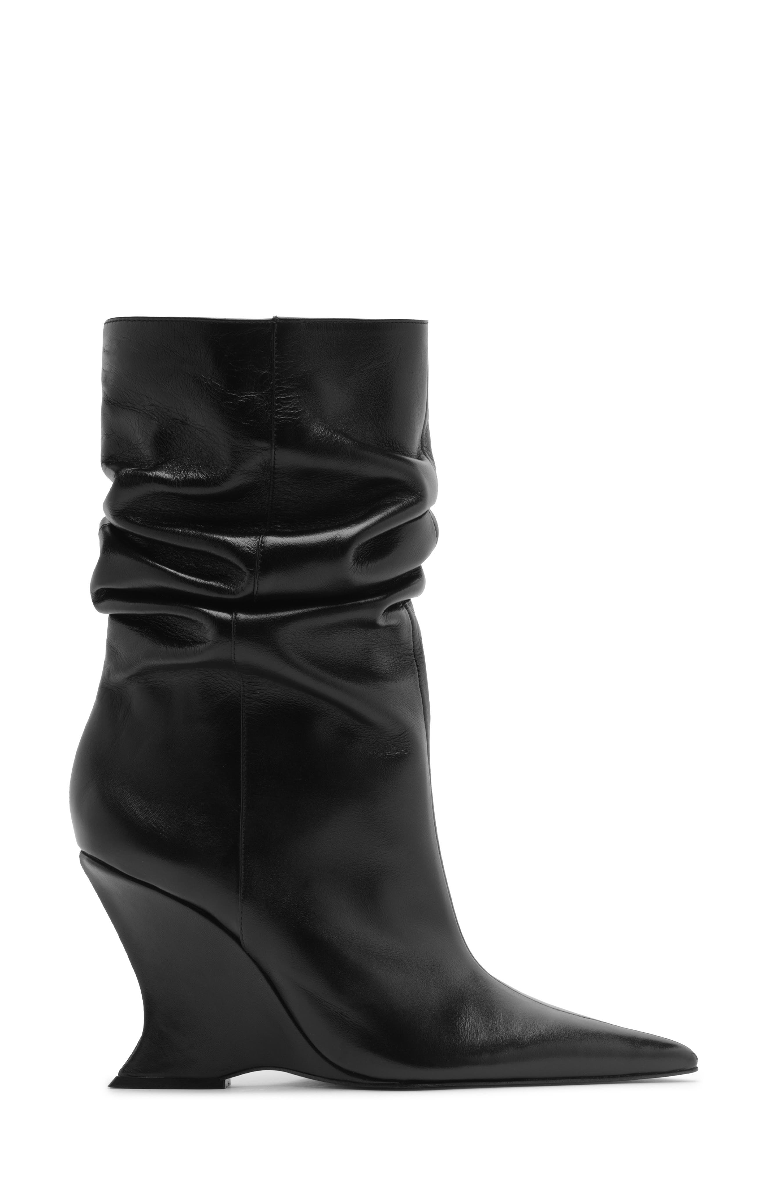 Schutz Siena Slouch Wedge Bootie, Alternate, color, Black