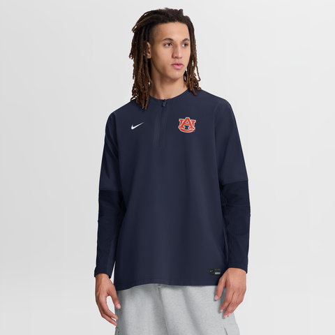 Men's Nike Navy Auburn Tigers Dugout Dri-FIT Quarter-Zip Long Sleeve Windshirt