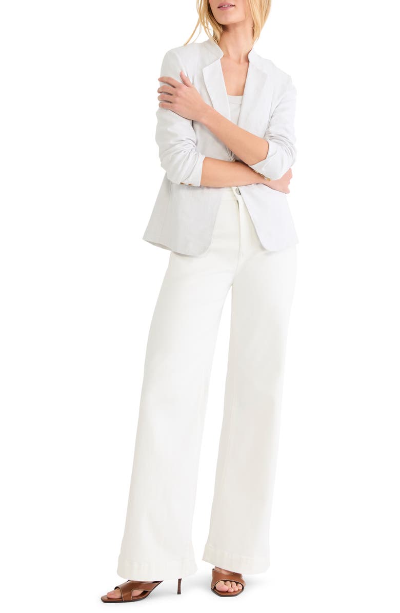 NIC+ZOE Eva Linen Blend Blazer, Alternate, color, Silver Wisp