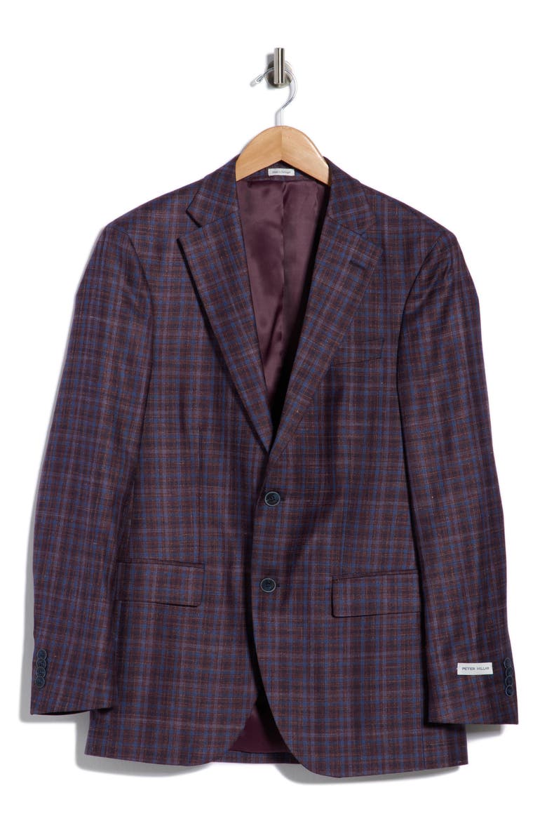 Flynn Classic Fit Plaid Wool Blend Sport Coat, Main, color, DARK RED