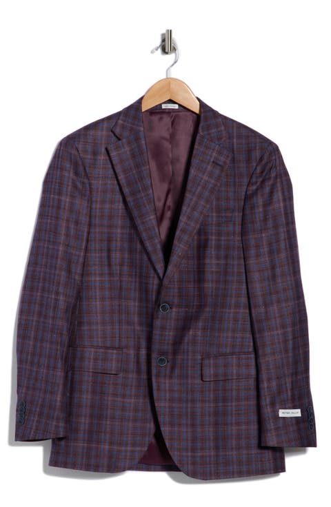 Flynn Classic Fit Plaid Wool Blend Sport Coat (Regular, Short & Long)