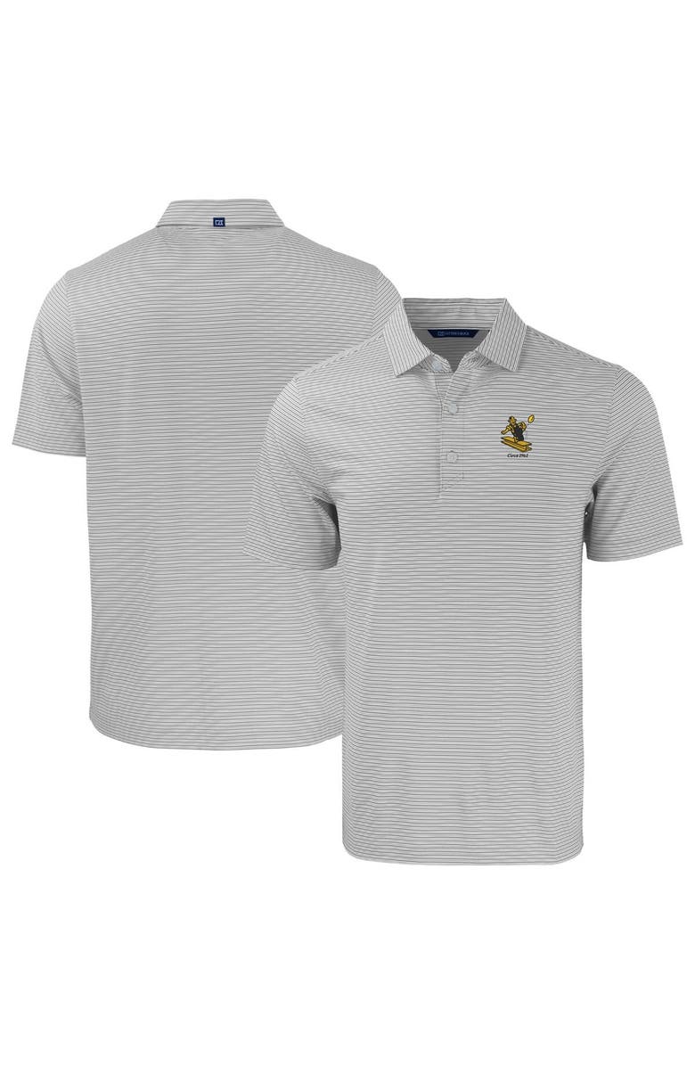Cutter & Buck Men's Cutter & Buck  Gray/White Pittsburgh Steelers Throwback Big & Tall Forge Eco Double Stripe Stretch Recycled Polo, Main, color, 