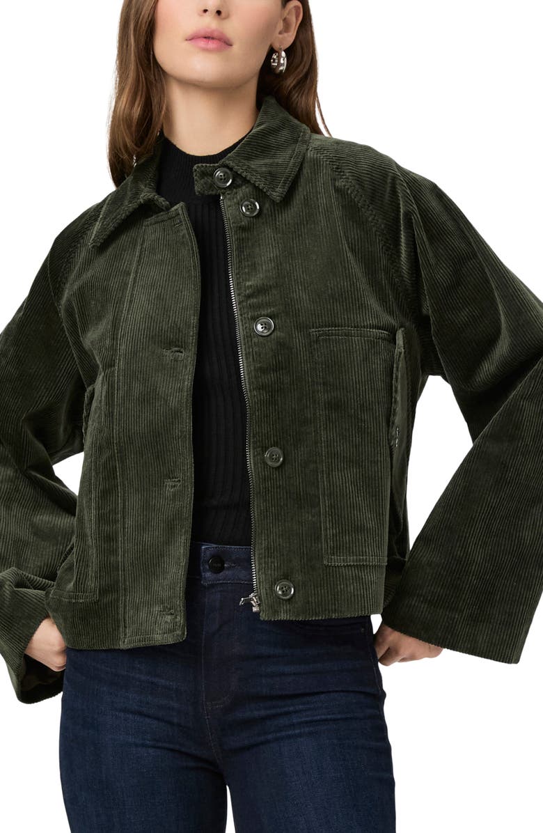 PAIGE Tylee Boxy Corduroy Jacket, Alternate, color, Dark Fern Green
