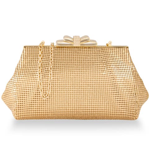 Whiting & Davis Blake Bow Clutch In Gold