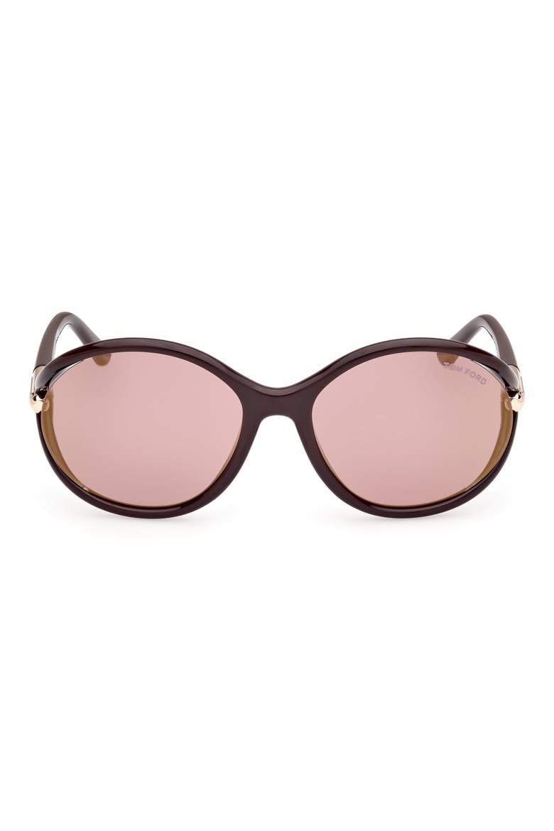 Melody 59mm Round Sunglasses, Main, color, SHINY DARK BROWN / GRADIENT