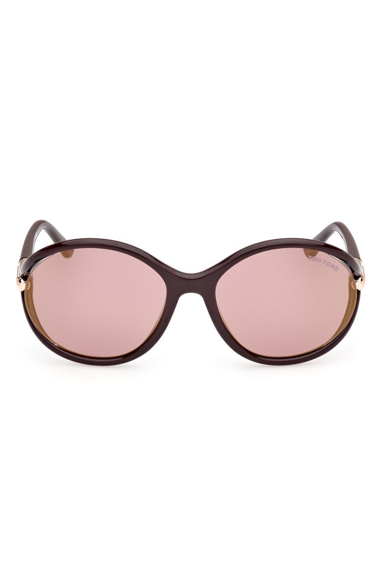 TOM FORD Melody 59mm Round Sunglasses, Main, color, Shiny Dark Brown / Gradient