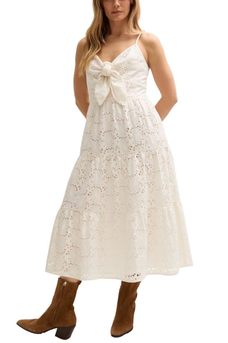 Onita Tiered Broderie Anglaise Midi Dress, Alternate, color, White
