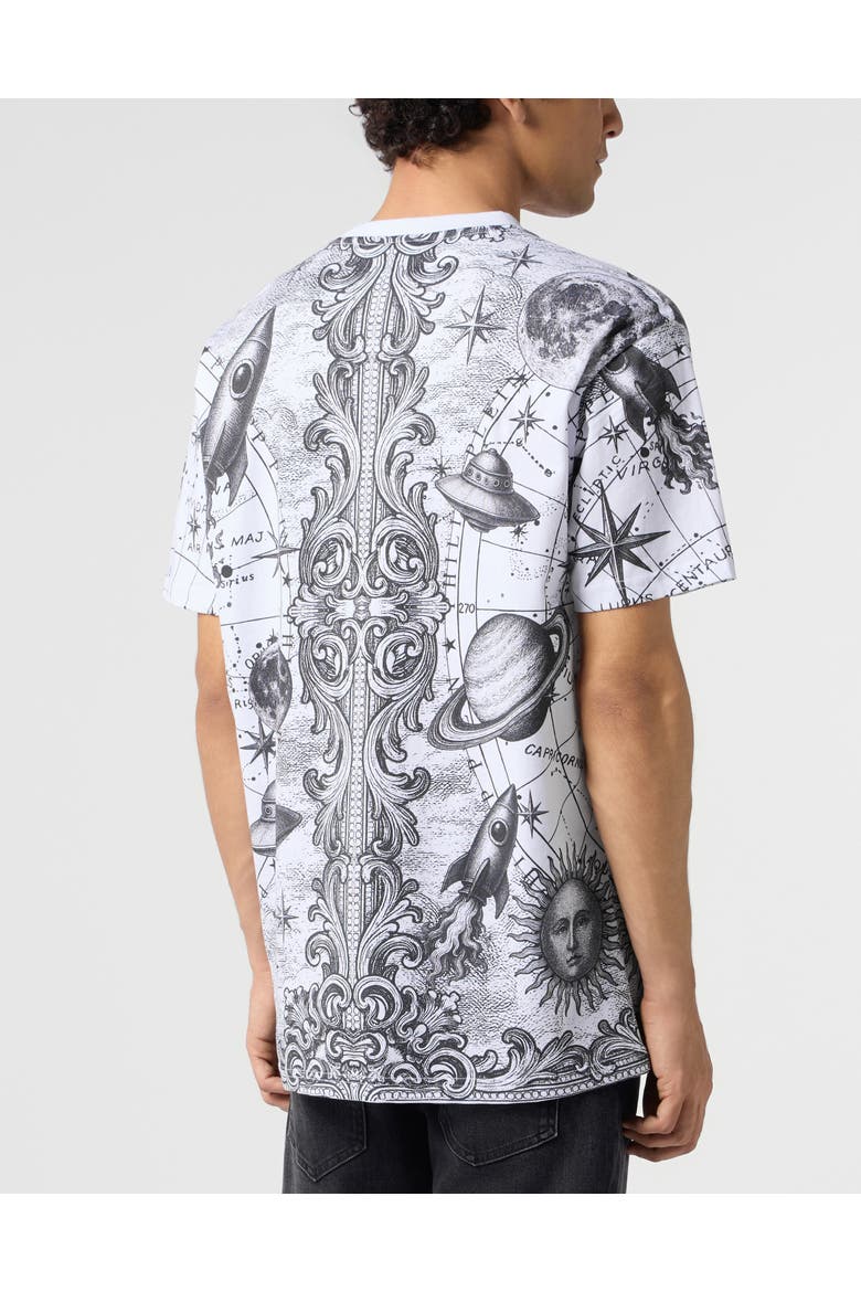 Round Neck T-shirt All-over Zodiac Men, Alternate, color, white