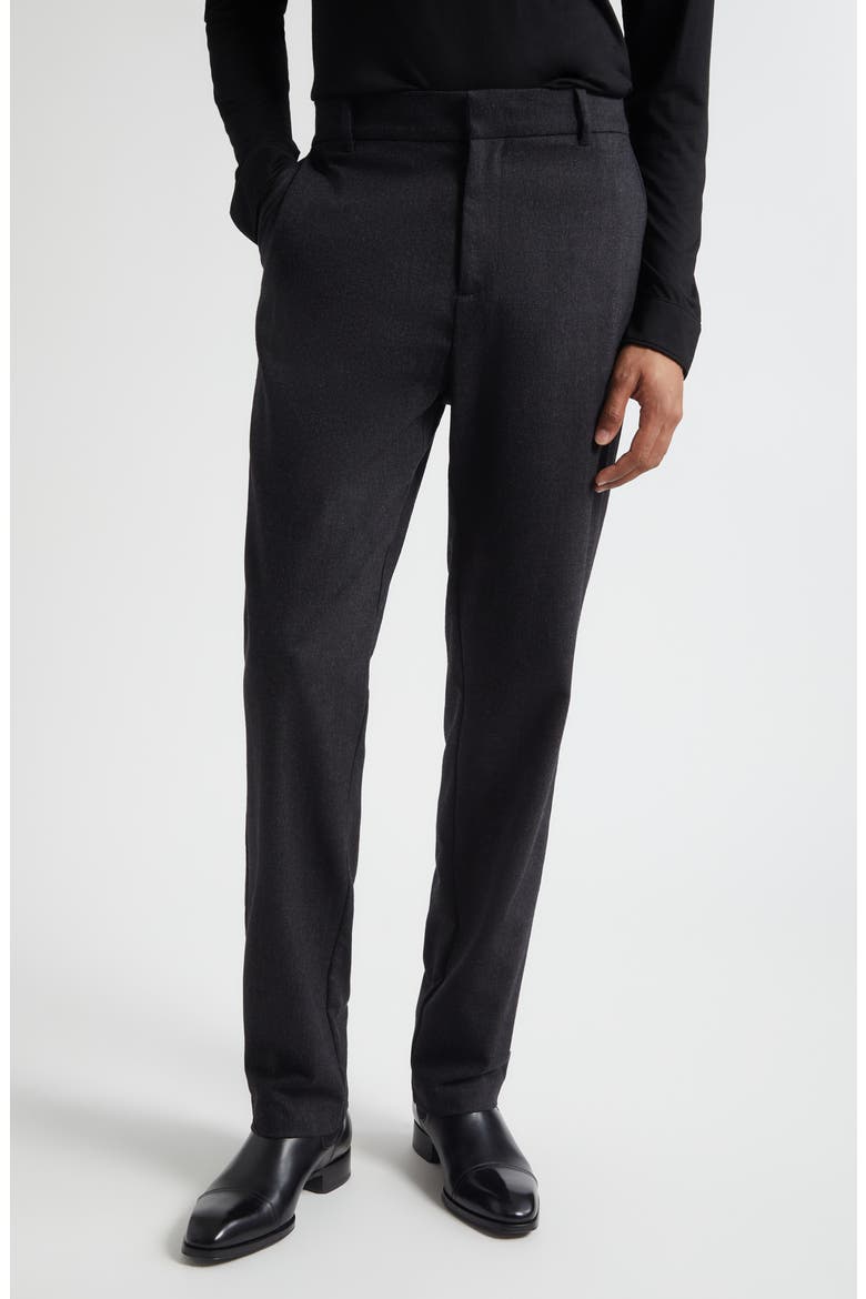 Stretch Virgin Wool & Cashmere Flannel Trousers, Main, color, CHARCOAL MELANGE
