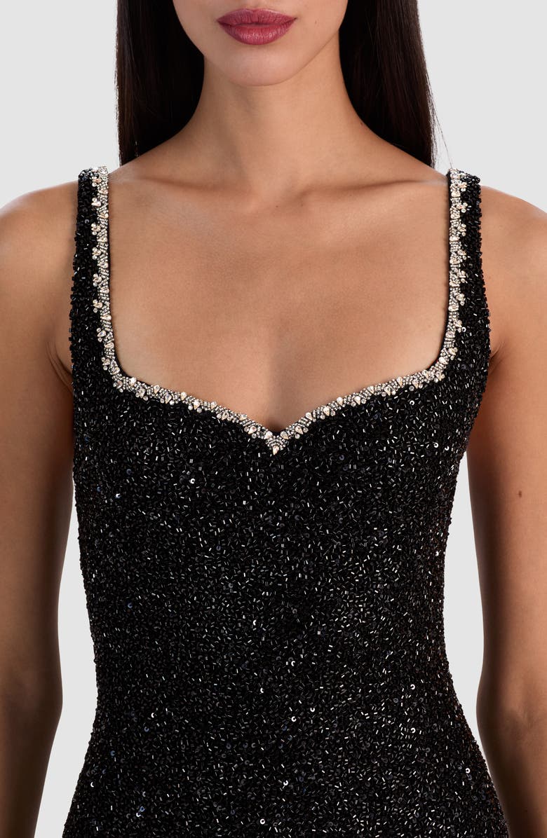 Alice + Olivia Eve Beaded Sweetheart Neck Minidress, Alternate, color, 