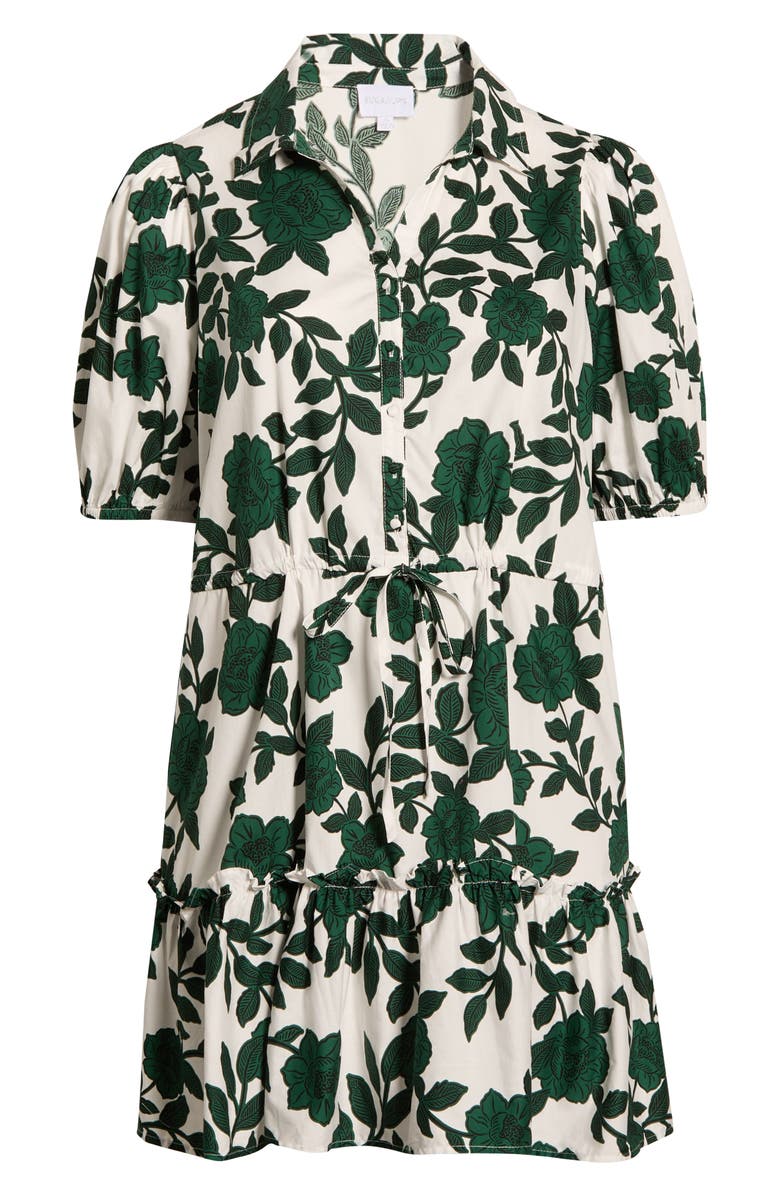 SUGARLIPS Kane Floral Stacie Cotton Shirtdress, Alternate, color, White-Forest