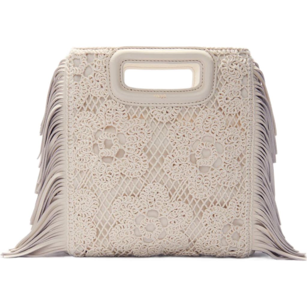 Maje Crochet-knit M Bag In Ecru