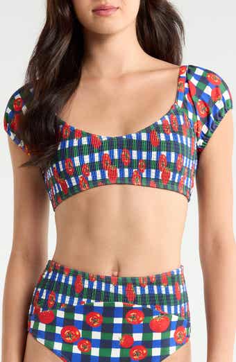 Smocked Puff Sleeve Bikini Top
