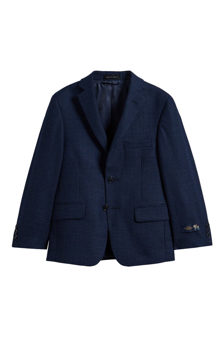 Kids' Mini Check Wool Sport Coat, Main, color, DARK BLUE