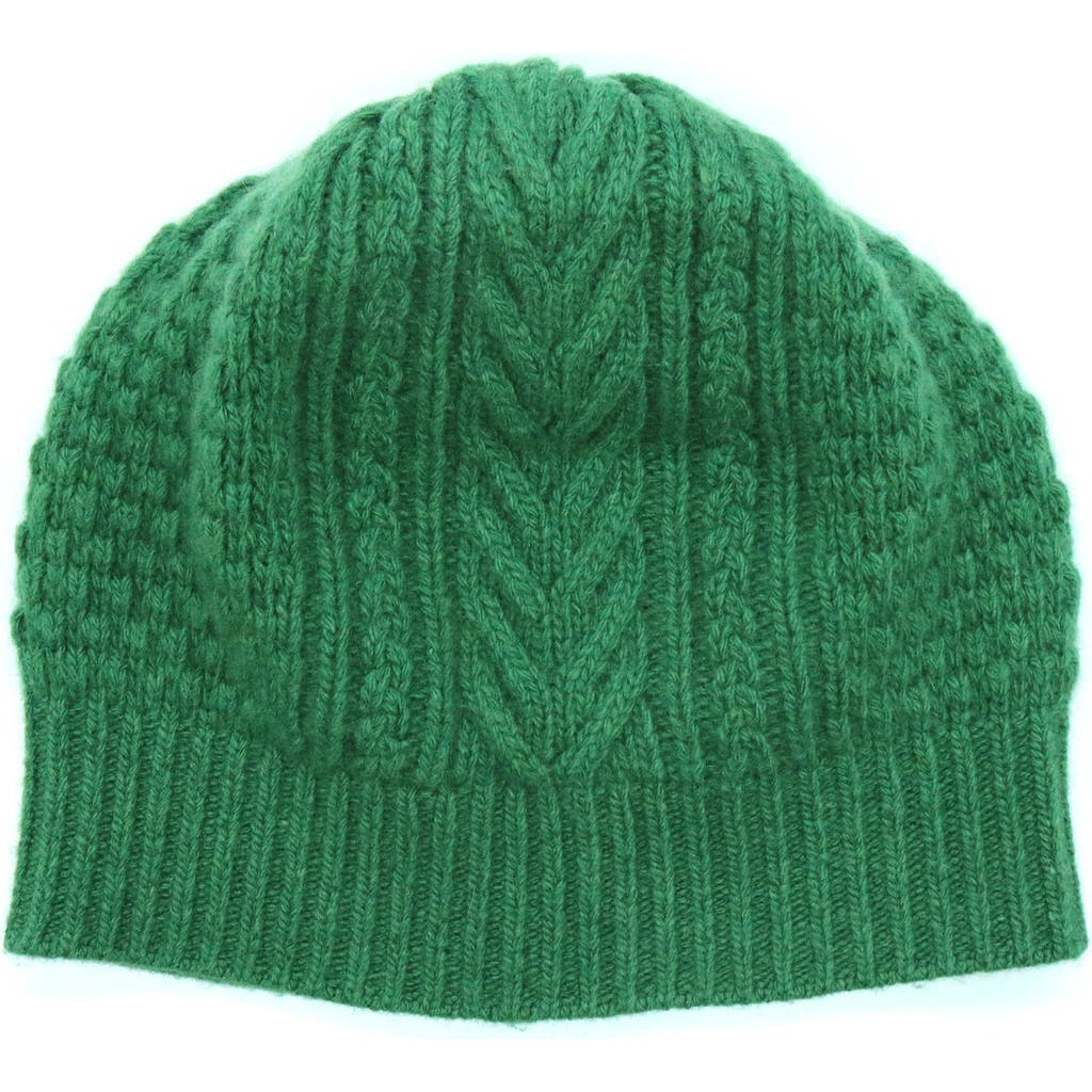 Portolano Cable Knit Cashmere Beanie In Green