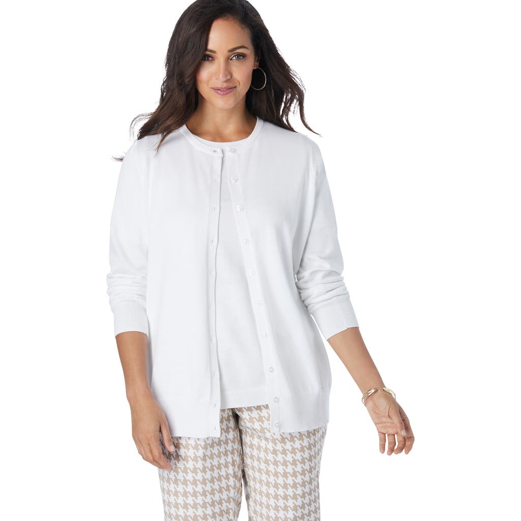 Jessica London Fine Gauge Cardigan In White