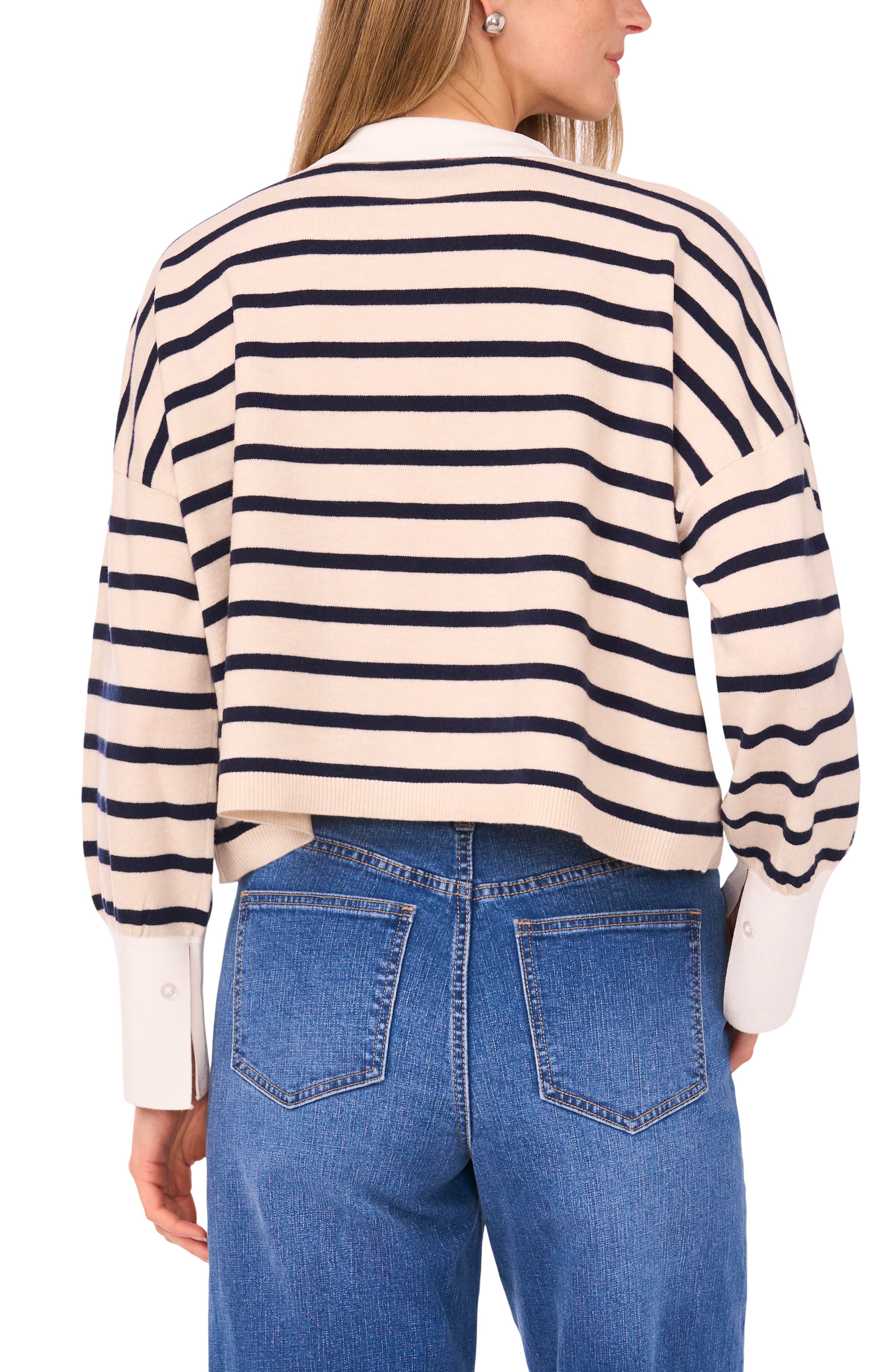 Stripe Button-Up Sweater - image 2