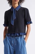 Cinq à Sept Shelly Denim Trim Sweater
