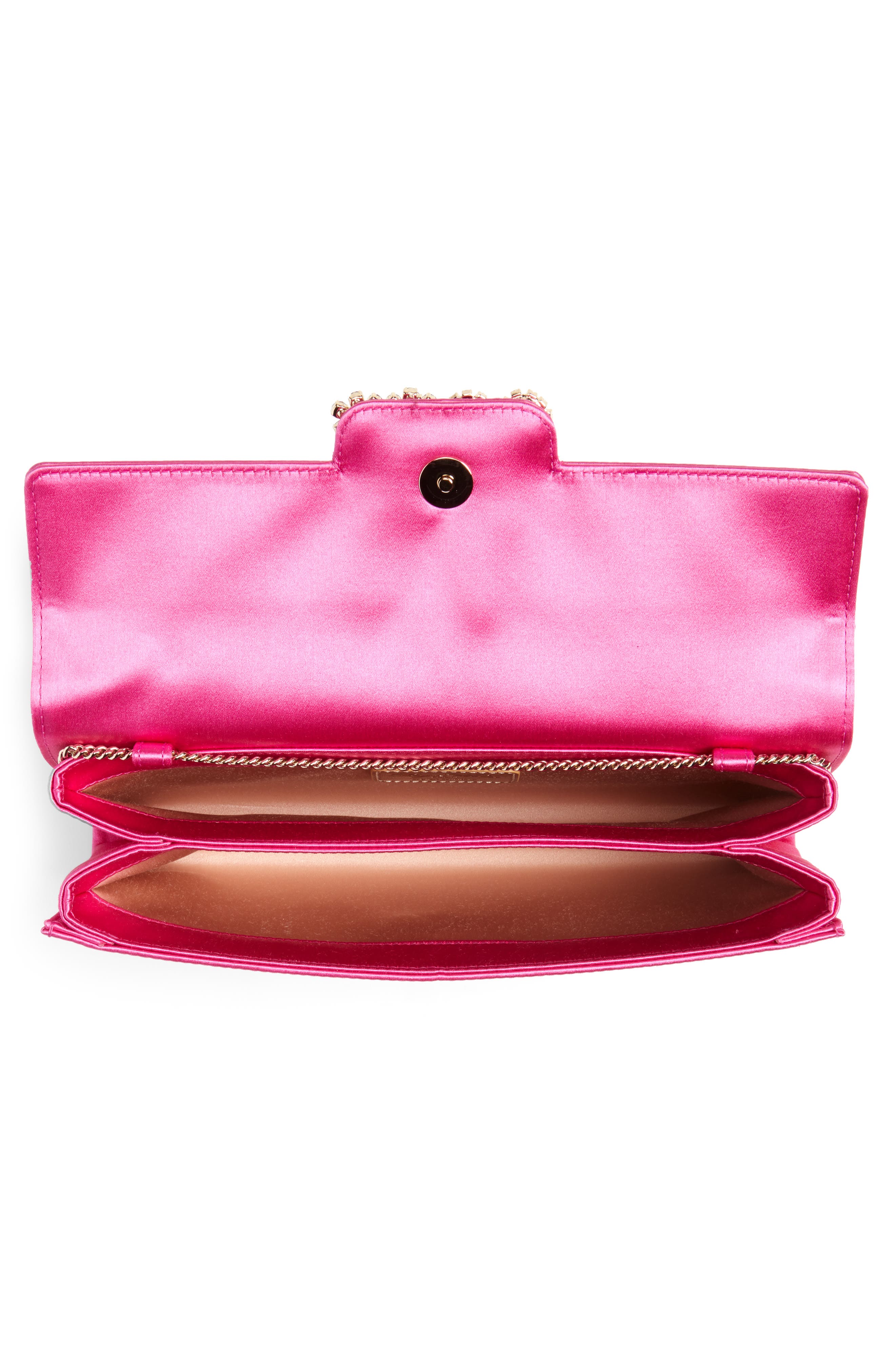 Roger Vivier Flower Buckle Satin Clutch, Alternate, color, 