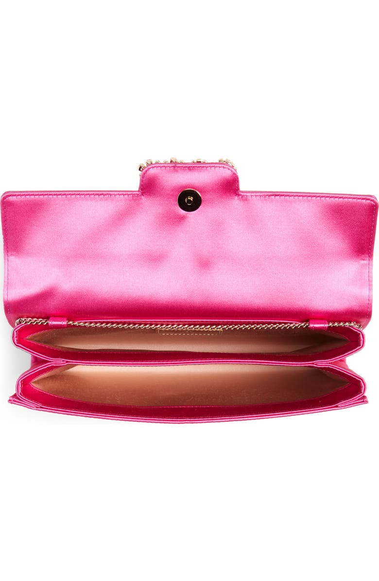 Roger Vivier Flower Buckle Satin Clutch, Alternate, color,