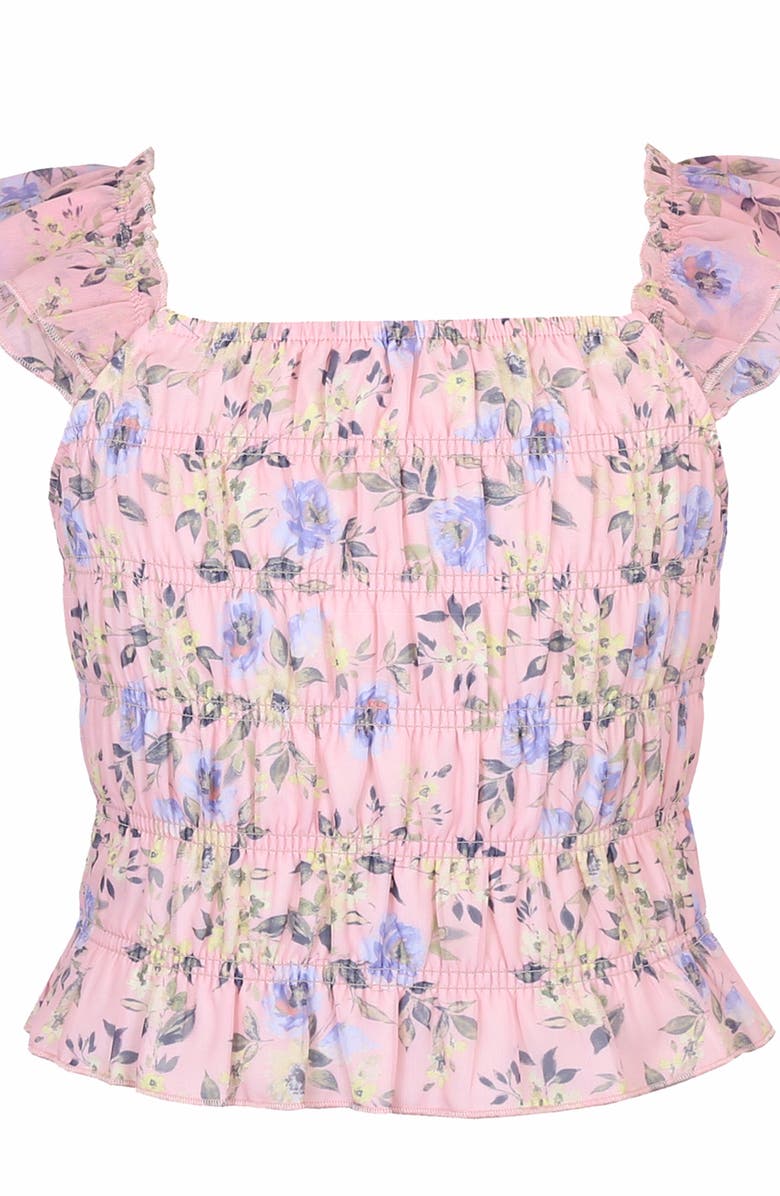 Zunie Kids' Ruffle Floral Top & Skirt Set, Alternate, color, Multi Pink