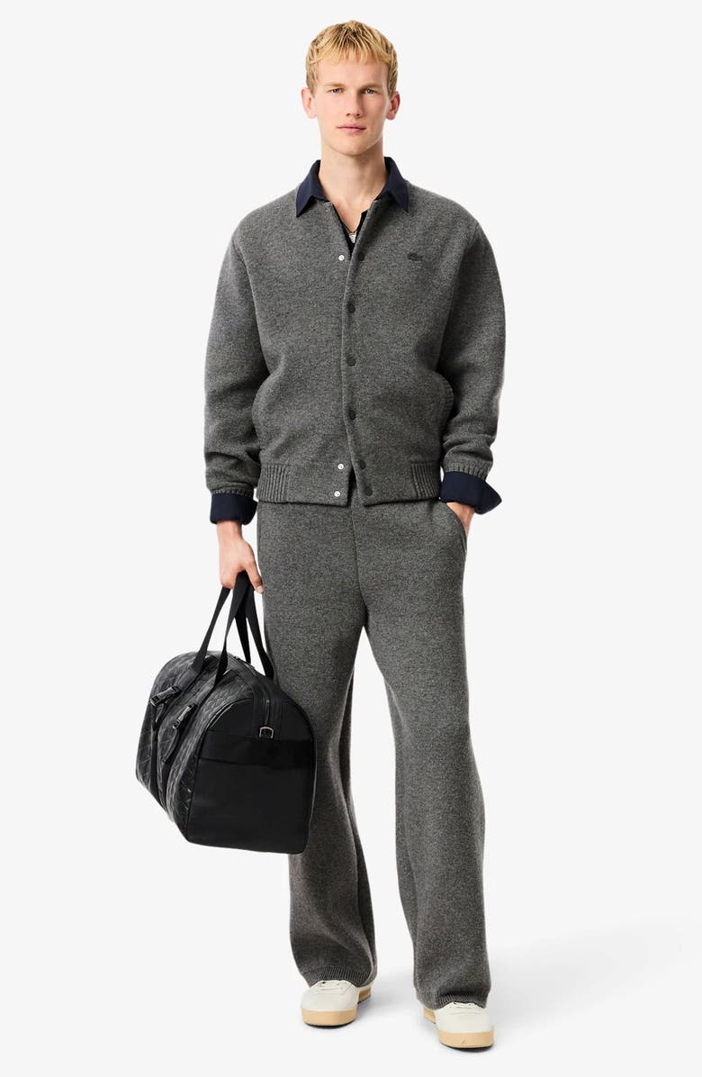 Lacoste Double Face Wool Blend Bomber Jacket, Alternate, color, Pitch Chine