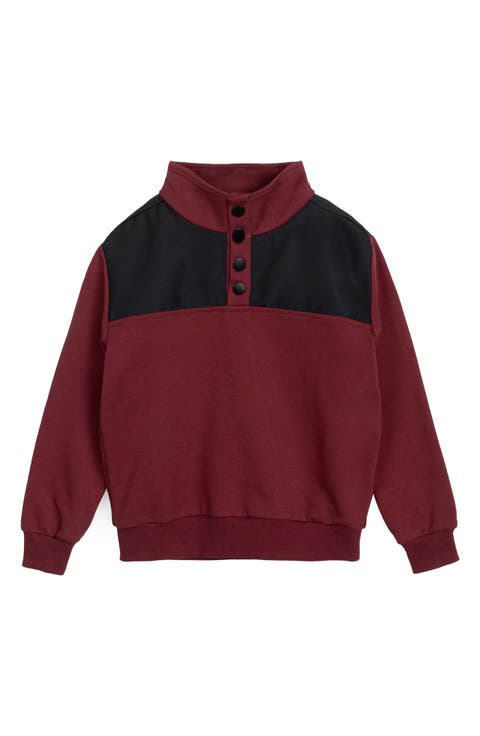 Colorblock Stretch Organic Cotton Snap Placket Sweatshirt (Baby)
