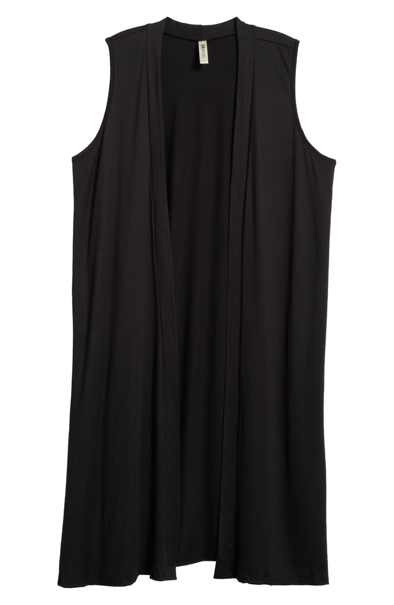 24seven Comfort Apparel Open Front Long Vest, Alternate, color, Black