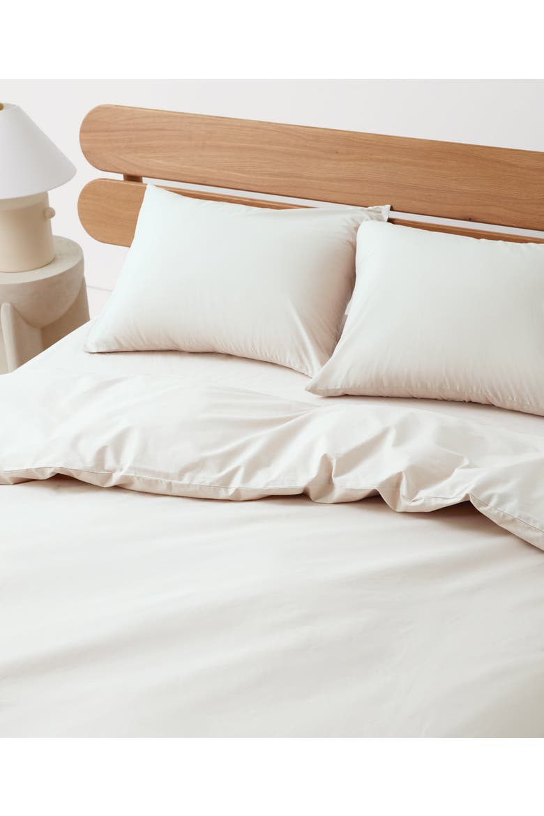 Organic Cotton Organic Cool-Air Percale Duvet Cover, Alternate, color, Bone