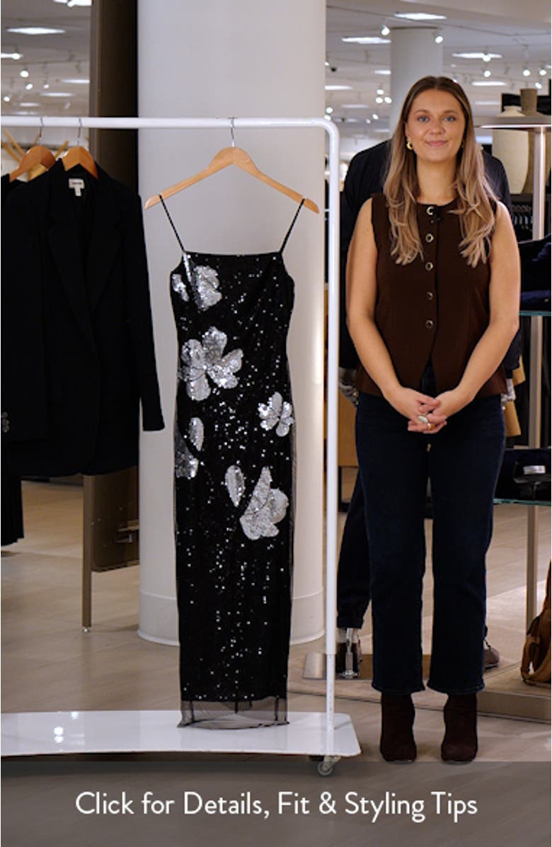 Placed Sequin Floral Gown, sales video thumbnail