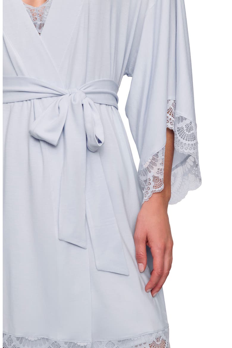 Mariana Lace Trim Jersey Robe, Alternate, color, ICE BLUE