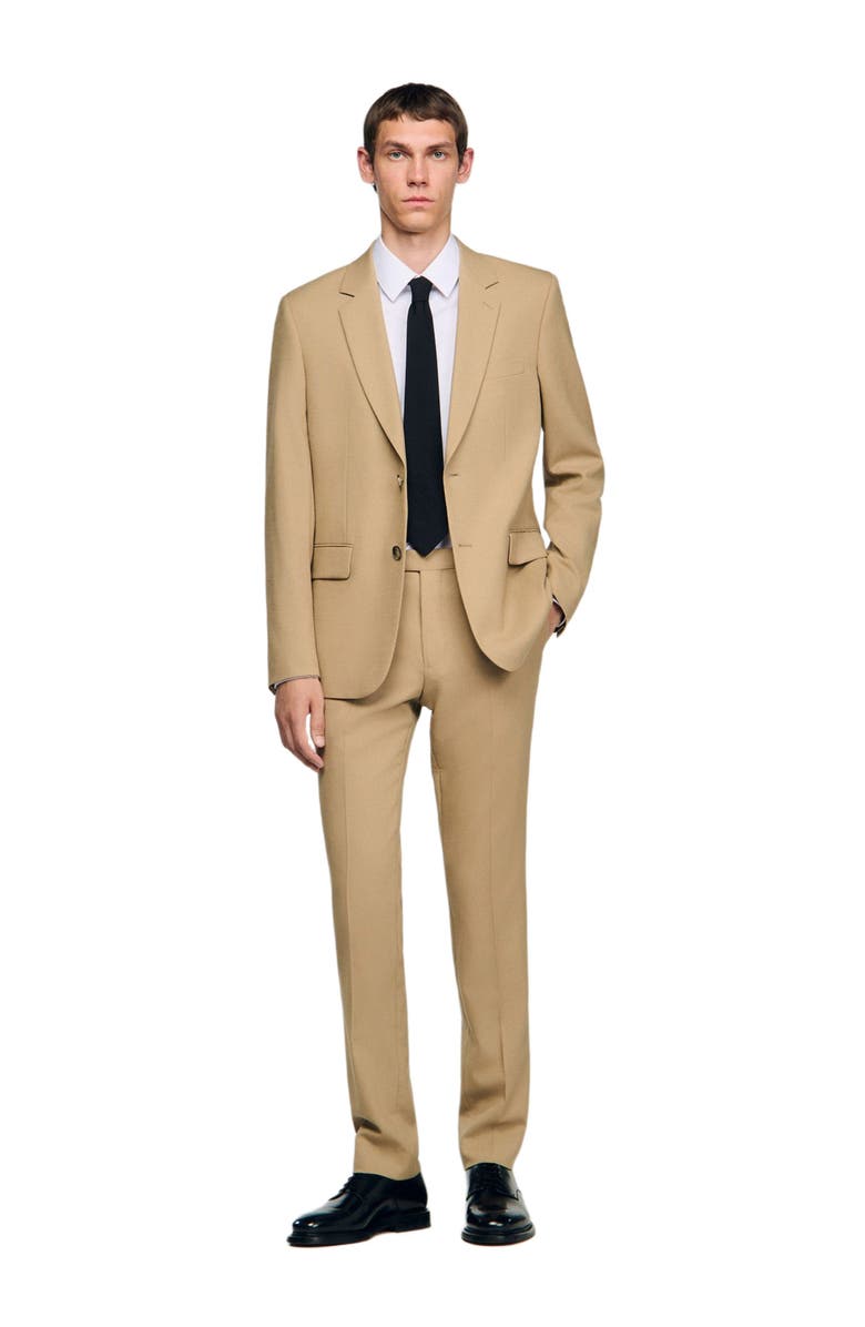 SANDRO Wool suit jacket, Alternate, color, Beige