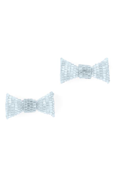 Beaded Bow Stud Earrings