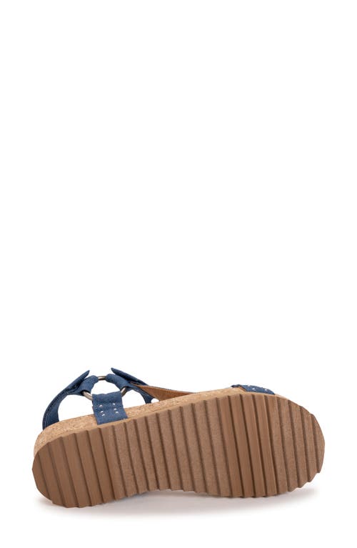 Muk Luks Piper Platform Wedge Sandal In Studded Denim