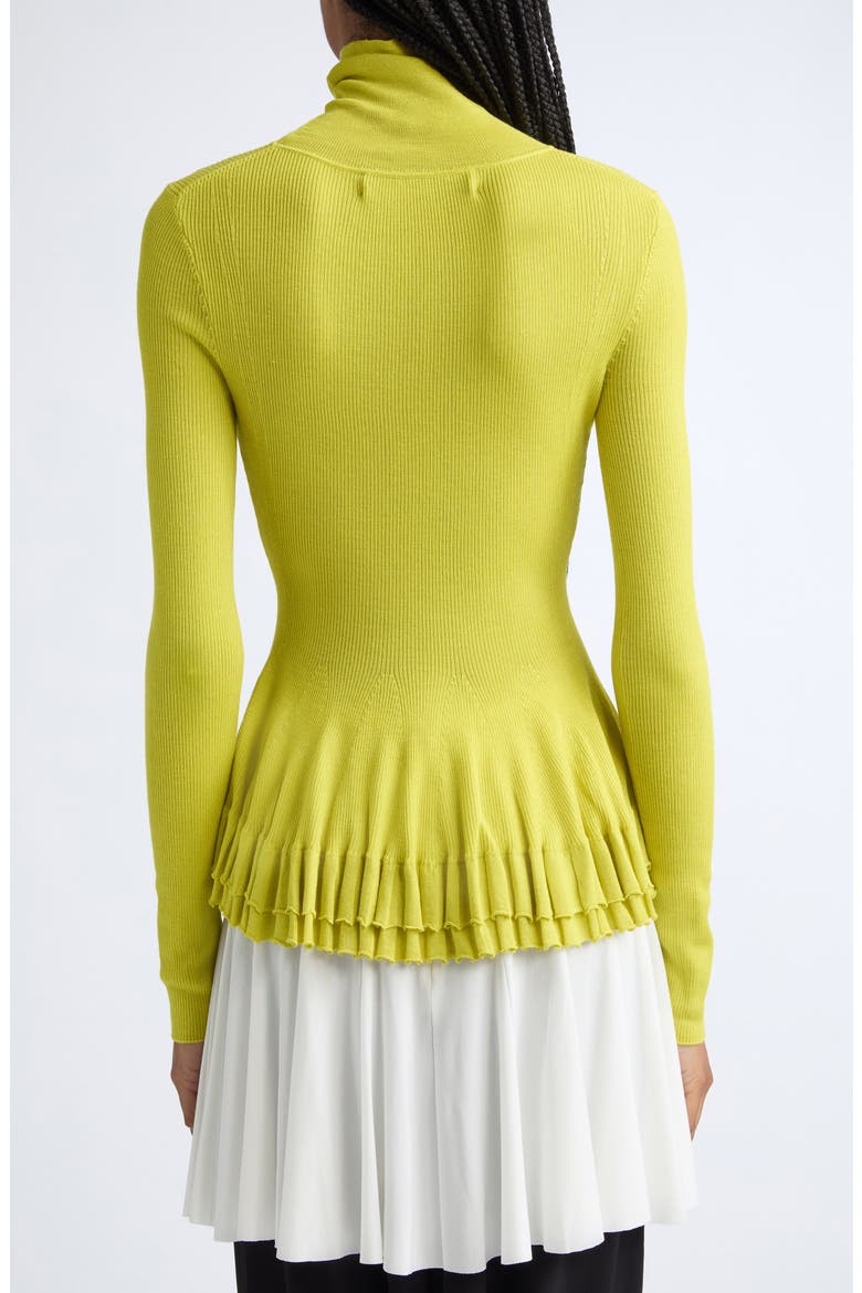 Merritt Merino Wool & Silk Peplum Turtleneck, Alternate, color, YELLOW