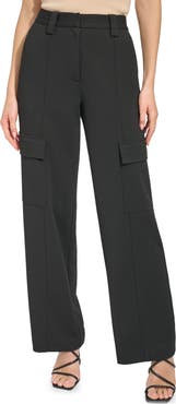 DKNY Straight Leg Crepe Cargo Pants