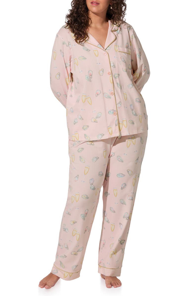 BedHead Pajamas Print Jersey Pajamas, Alternate, color, Oysters And Champagne