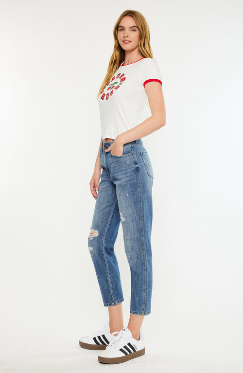 Kancan Lorelei Ultra High Rise Mom Jeans In Blue