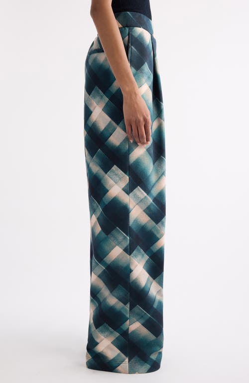 Dries Van Noten Hartia Spray Check Pleated Wide Leg Cotton Pants In Brown
