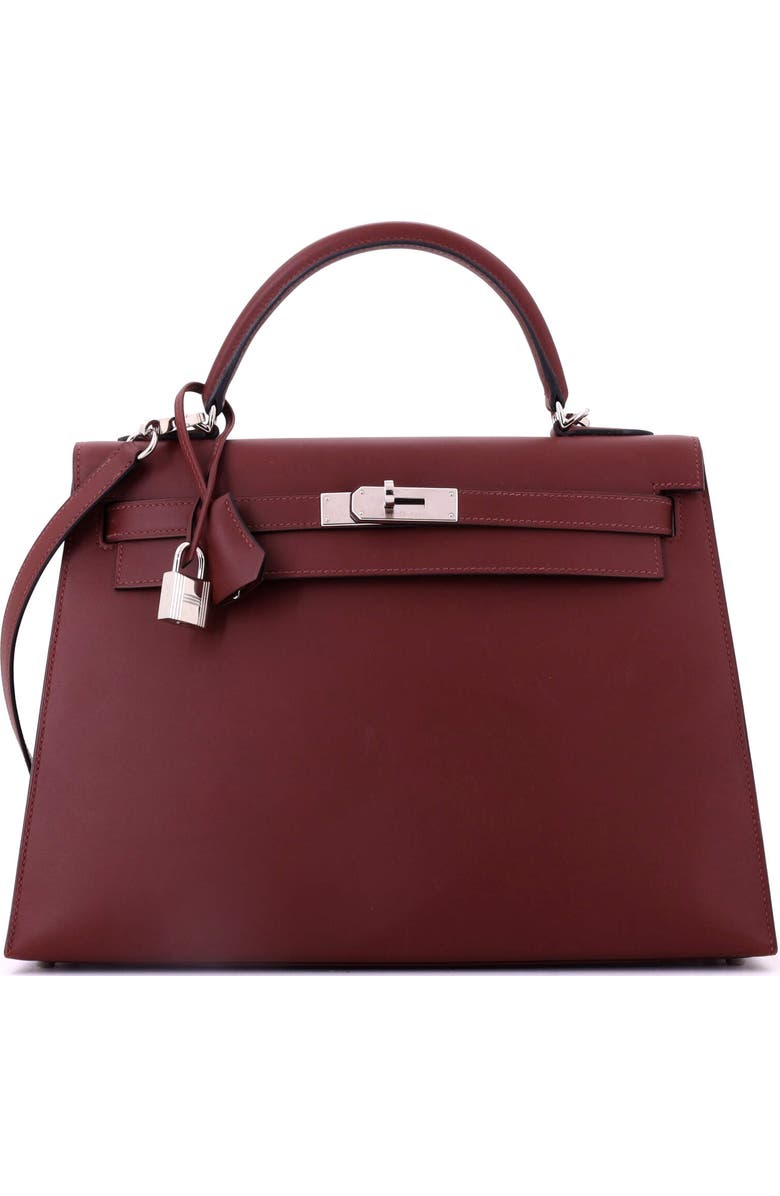 Pre-Owned Hermes Kelly Handbag Red Sombrero with Palladium Hardware 32, Main, color,