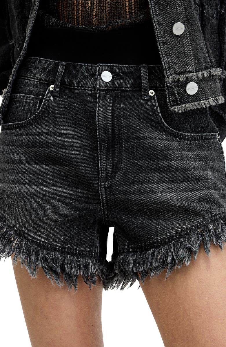 AllSaints Hailey High Waist Denim Cutoff Shorts, Alternate, color,