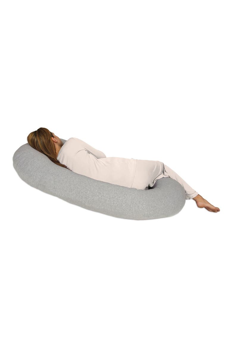 Snoogle Chic Full Body Pregnancy Support Pillow with Jersey Cover, Alternate, color, HEATHER GREY